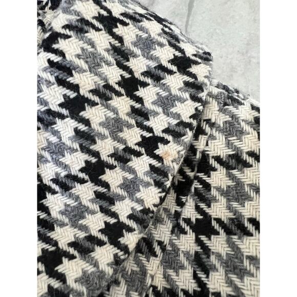 Vintage Houndstooth Check Coat Fully Lined Collar Dress Knee Length Handmade - Picture 9 of 14